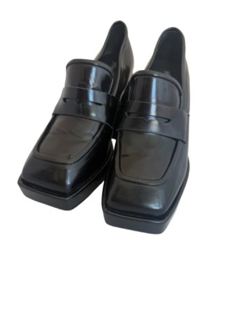 Jeffrey Campbell Black Chunky Platform Heeled Loafers Heel Faux Size 7.5 Women's - Picture 8 of 11